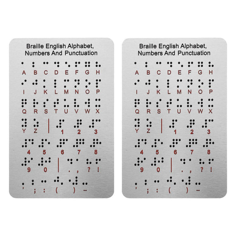 BESTonZON 2 Pack Braille Alphabet Boards with Raised Dots for Letters Numbers Punctuation - Tactile Braille Learning Aid for Blind Children Beginners at Home and School