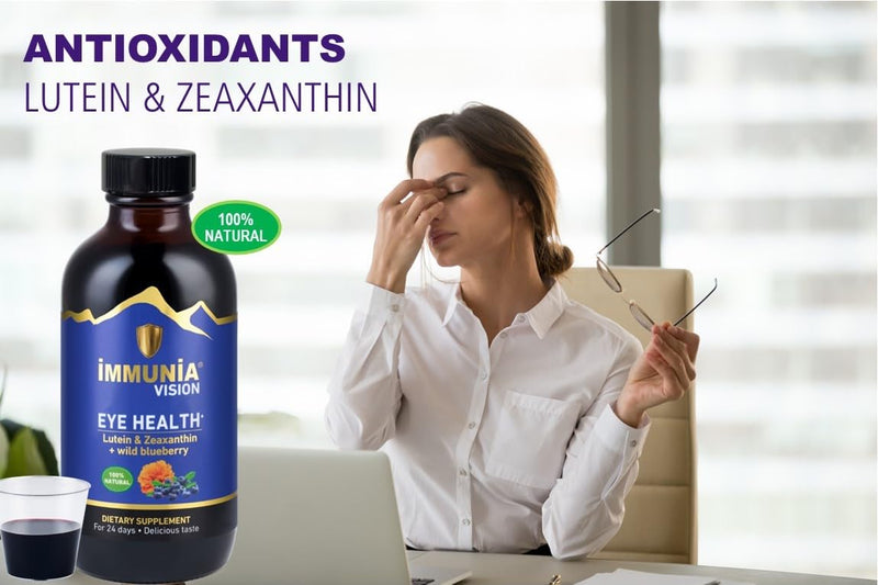 Vision. Lutein, Wild Blueberry, and Elderberry Concentrate. Eye Health Antioxidant Supplement. Concentrated Formula. Delicious Taste. 5 ml/Day. (1-Pack) 1 bottle