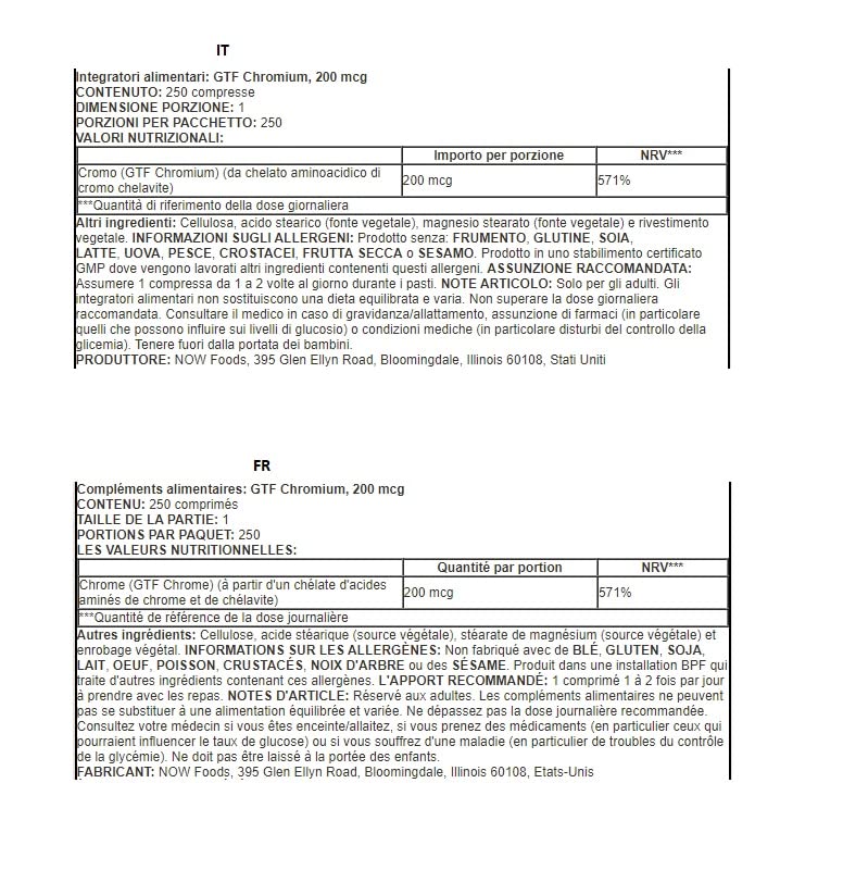 [Australia] - Now Foods GTF Chromium (Chromium) 200mcg, 250 vegan tablets, vegetarian 