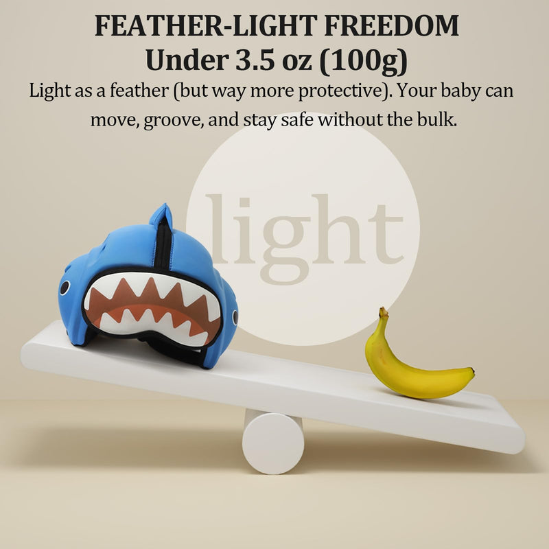 [Australia] - Baby Head Protector Baby Helmet for Crawling and Walking - No Bumps and Soft Safety Peak - Ultra Light and Adjustable Baby Head Protector Suitable for Babies 6-24 Months-Shark Shark 