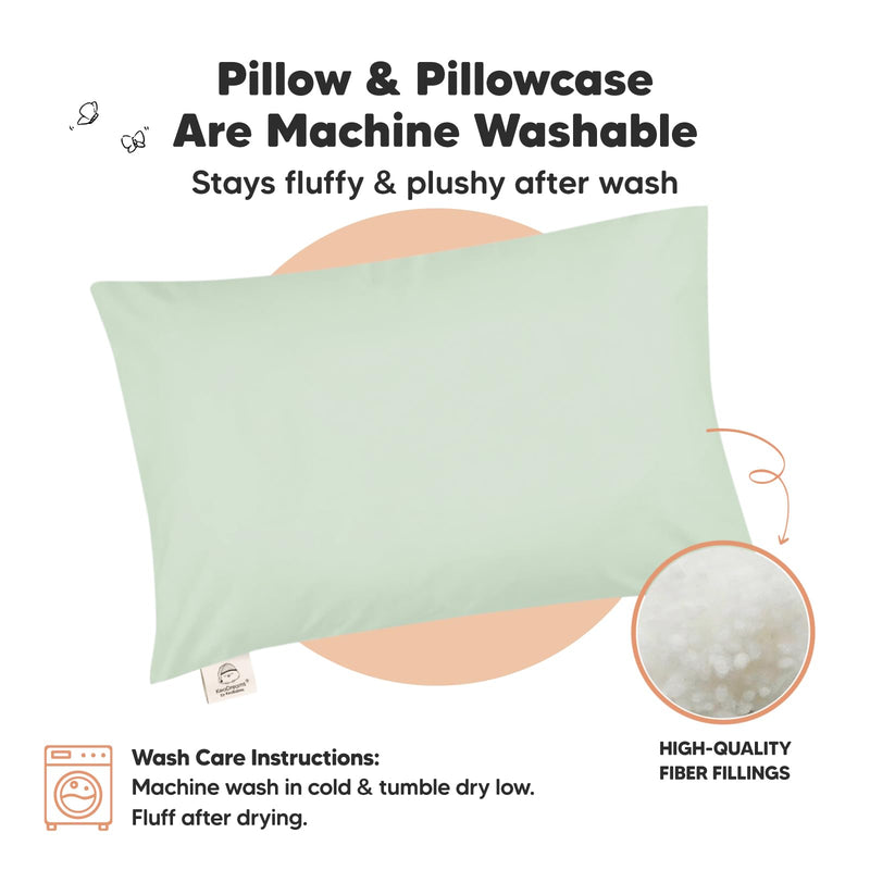 [Australia] - KeaBabies Toddler Pillow with Pillowcase, Jumbo 14X20 - Soft Organic Cotton Toddler Pillows for Sleeping - Machine Washable - Perfect for Travel, Toddler Bed Set (Sage) Sage 