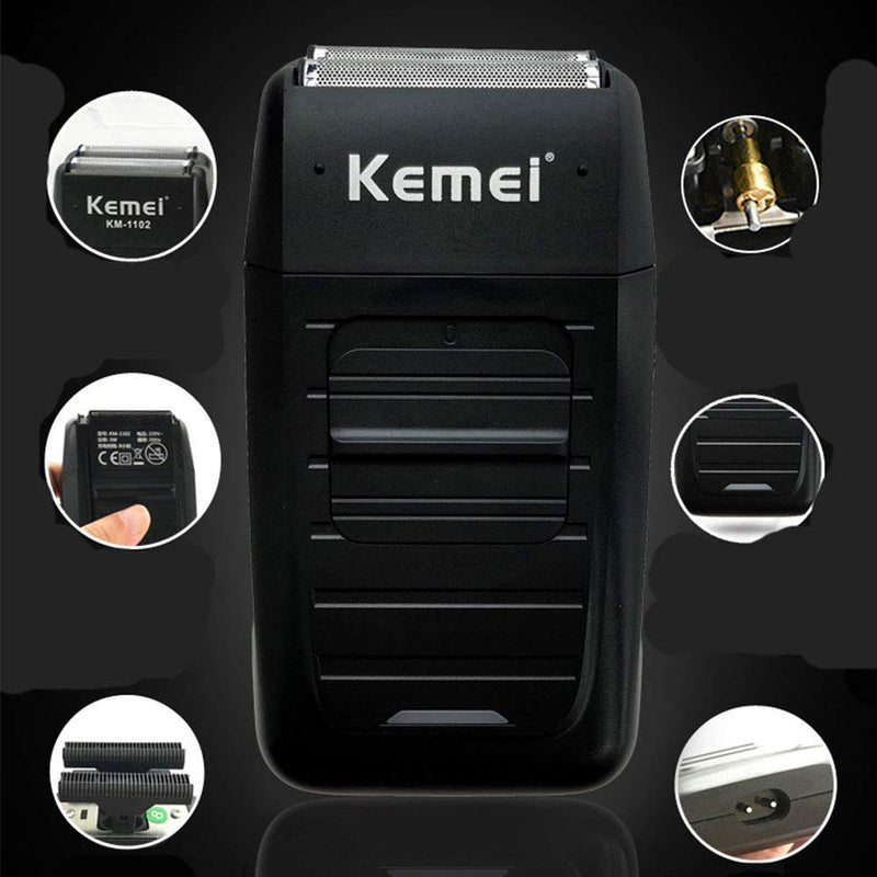 [Australia] - kemei Men's Reciprocating Cordless Razor Razor Electric Rechargeable Razor Precision Beard Sideburn Trimmer Razors Twin Blade Multifunction Grooming Razor… 