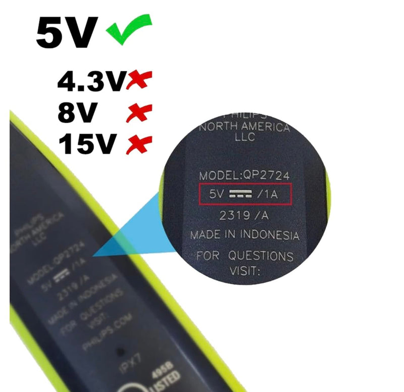 [Australia] - Replacement USB charging cable 5V charger power cable for electric shaver, compatible with Philips OneBlade Norelco QP2724/90, QP2834/70, MG5910/49, MG7910/49, MG9510/60 