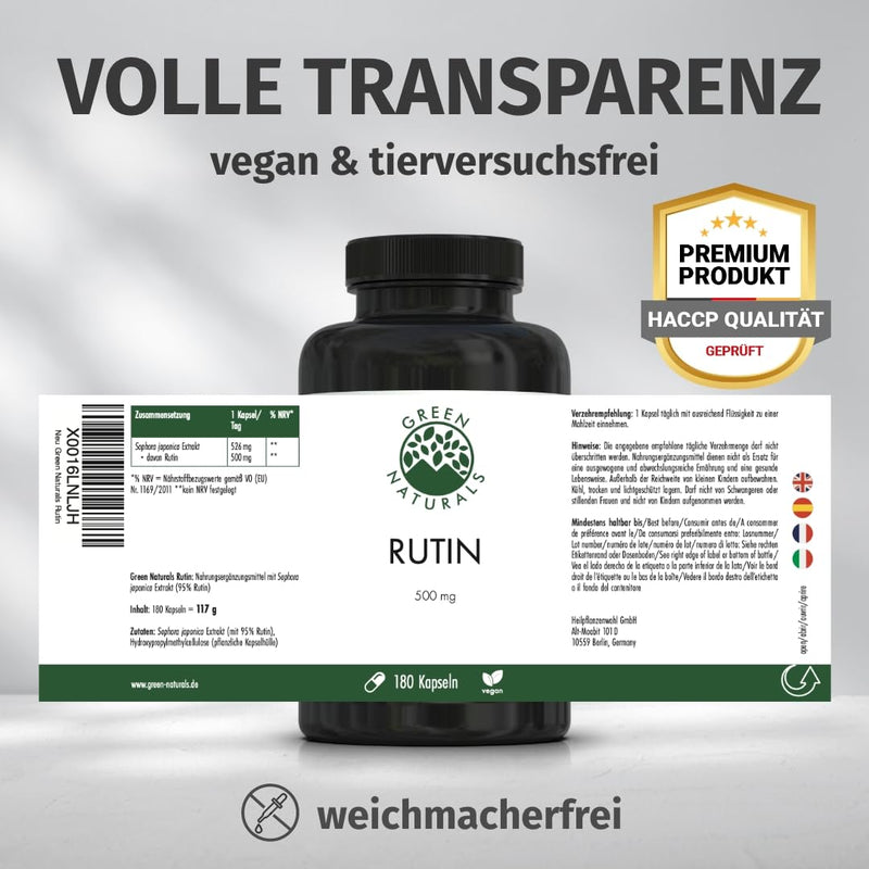 [Australia] - Rutin (180 capsules of 500mg each) - German production - 100% vegan & without additives - supply for 6 months 