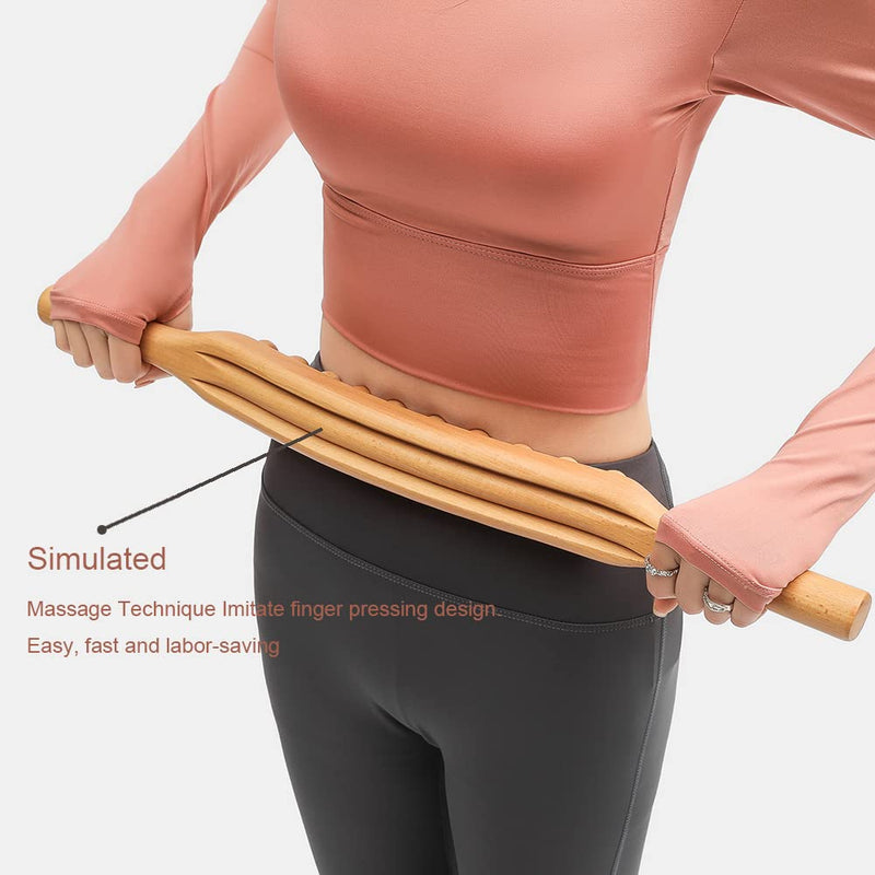 [Australia] - Ninefish Wood Therapy Massage Tools,Massage Stick, Wood Stick for massagea,FBA is Genuine,Double Row 20 Beads Point Treatment Gua Sha Tools for Back Leg,1 pcs 