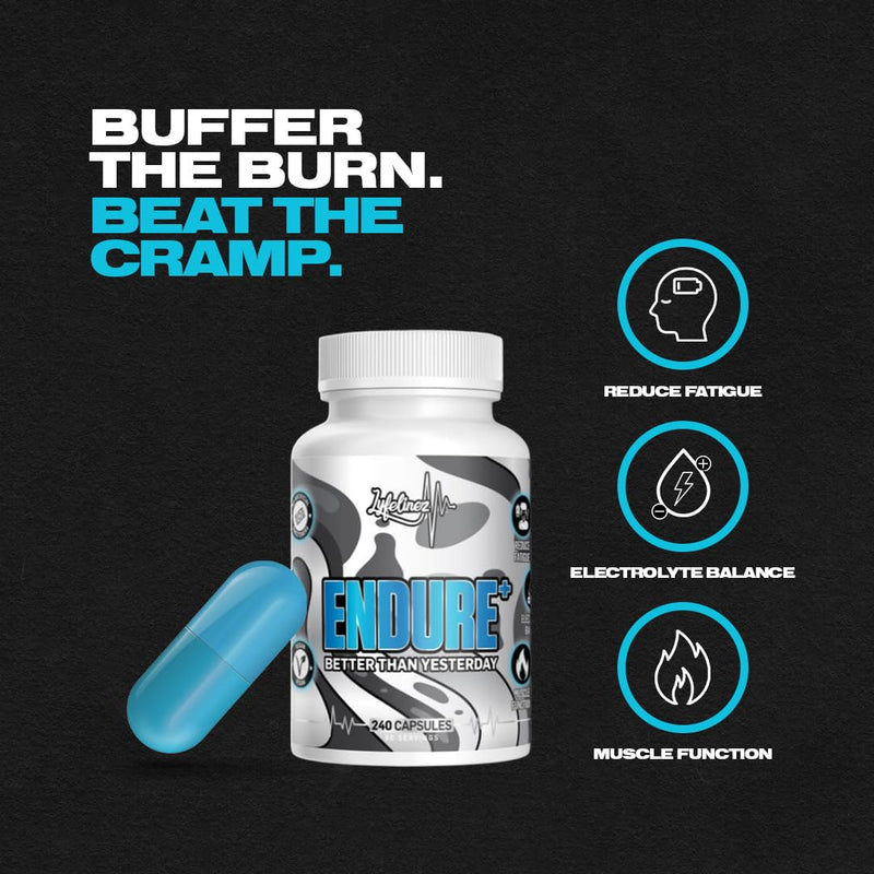 Endure+ Multi-Pathway Lactic Acid Buffer & Electrolyte Complex for Hybrid Athletes | Aquamin® Marine Minerals, Magnesium, B12 & Ginger | Muscle Function, Hydration, Fatigue Resistance | 240 Capsules