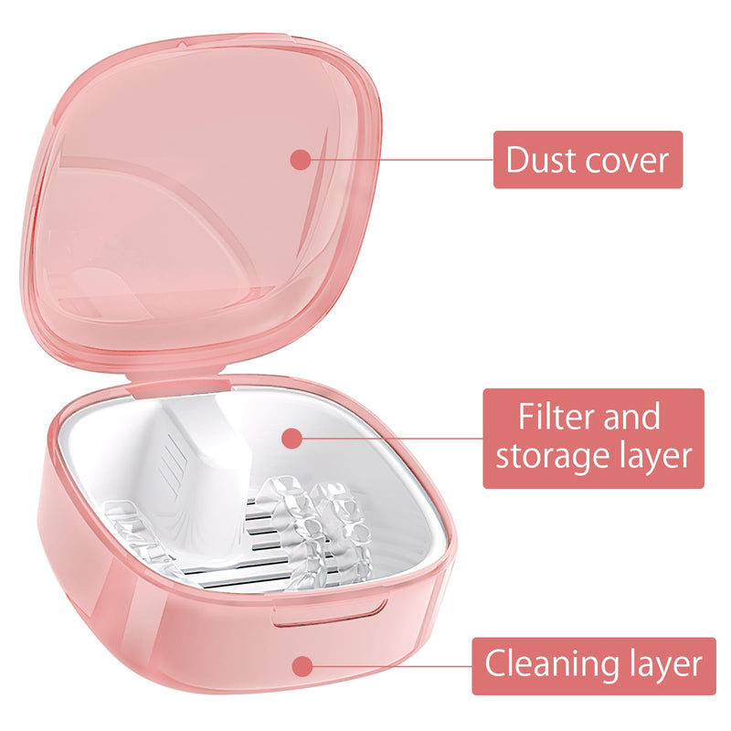 [Australia] - Braces box, denture box, denture box, denture box with sieve, denture box, retainer container, storage box with hanging sieve, denture container, tooth splint box (pink). 