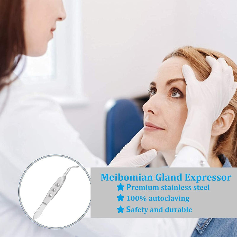 Meibomian Gland Expressor Professional Forceps Premium Stainless Steel Eyelid Massage Tweezers for Dry Eyes, High Precision Tweezer Tools - Rectangle Tip