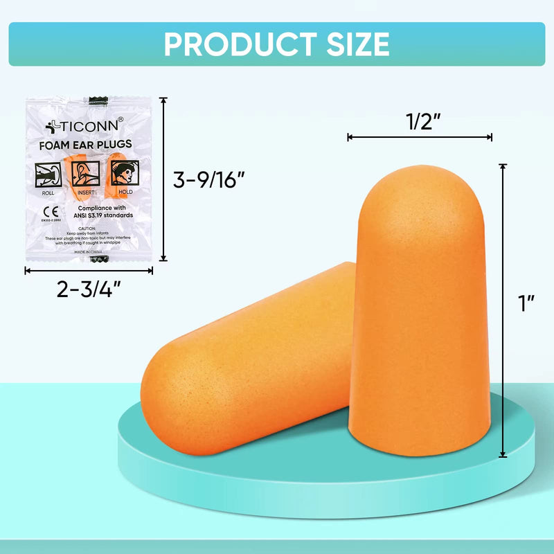 [Australia] - TICONN 200 Pairs Ear Plugs, 32dB Noise Reduction Earplugs for Sleeping Hearing Protection Travel Study Concentration Construction Site (200 Pairs) 0.0 Diopters 0.25 Inches 0.50 Inches 200.0 