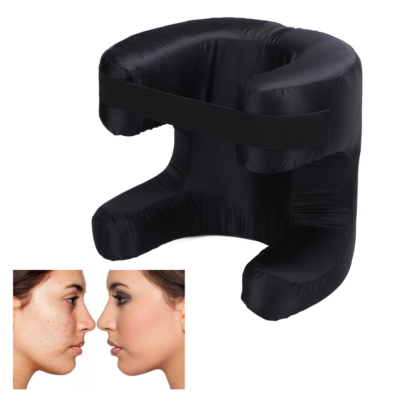 [Australia] - Memory Foam Face Pillow, Ergonomic Design, Silk Fabric Beauty Pillow for Back Sleep Training Pillow, Memory Foam Support, Soft Cushioning, Suitable for Comfortable Sleep (Black) Black 