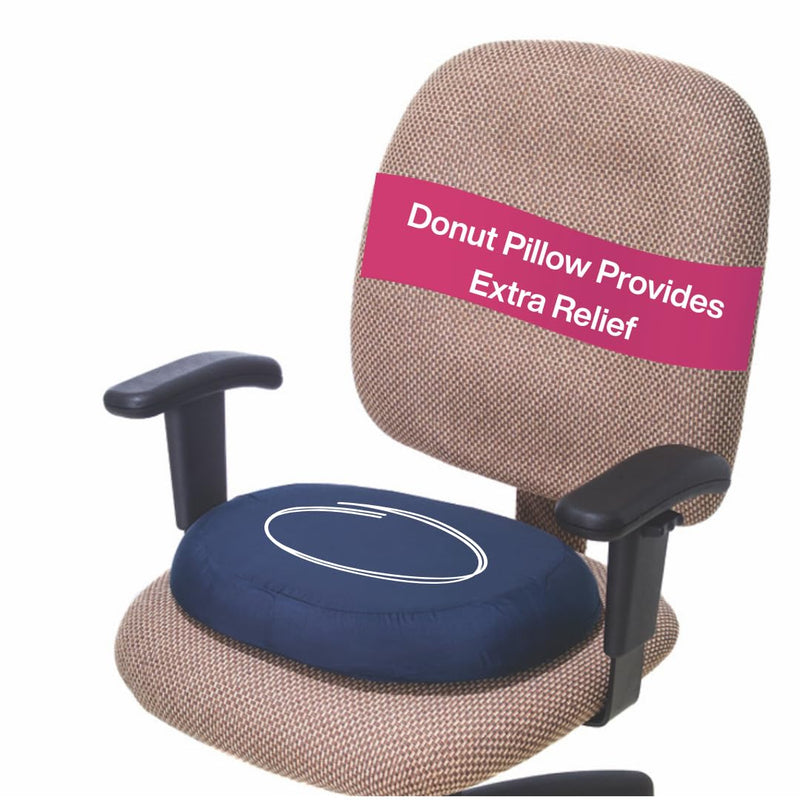 Essential Medical Supply Molded Donut Style Ring Cushion - 16 Inch Navy Chair Pillow Provides Relief for Tailbone, Hemorrhoid Pain and More