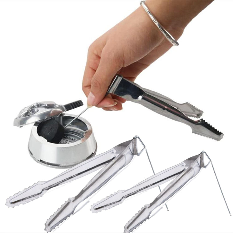 [Australia] - 2 Pieces Shisha Coal Tongs Metal Charcoal Pliers Arabian Hookah Accessories Kitchen Utensils 