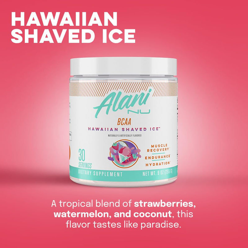 [Australia] - Alani Nu BCAA HAWAIIAN SHAVED ICE | Branch Chain Essential Amino Acids | 2:1:1 Formula | Supplement Powder | Muscle Recovery Vitamins for Post-Workout | 30 Servings 