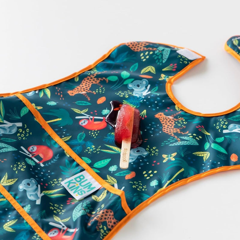 [Australia] - Bumkins Bibs for Girl or Boy, SuperBib Baby and Toddler for 6-24 Months, Full Cover Large Oversize, Essential Must Have for Eating, Feeding, Car Seat, Baby Led Weaning Supplies, Mess Saving, Jungle 1-Pack E4 Jungle Ss 1-pk 