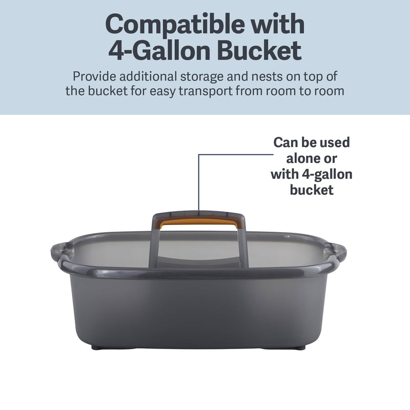 [Australia] - Casabella Plastic Multipurpose Cleaning Storage Caddy with Handle, 1.85 Gallon, Gray and Orange 