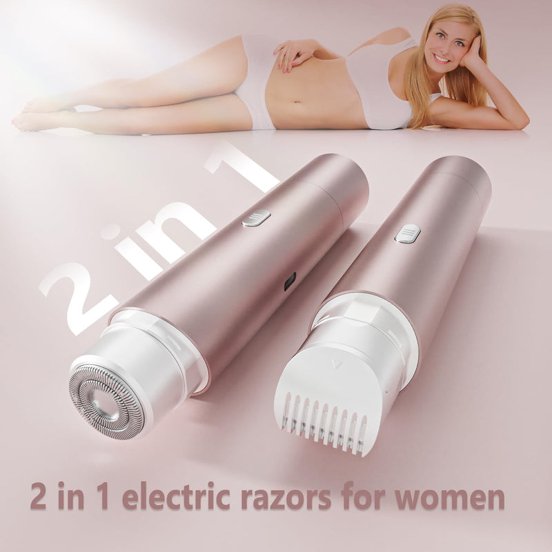 [Australia] - 2 in 1 Womens Razors Shaver Bikini Tnimmer, Women Electric Razors for Shaving Underarms Leg Pubic Facial Hair Removal for Waterproof Wet and Dry IPX8 