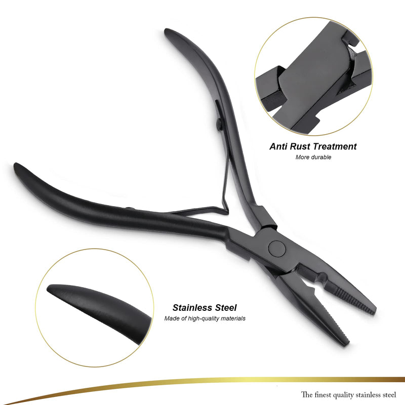 EHDIS Hair Extension Pliers Multi Functional Microlinks Hair Extensions Pliers & Hair Extension Tool for Micro link, Micro Ring, Feather Extension, Beads Closer Tool Kit (Type1) closed plier