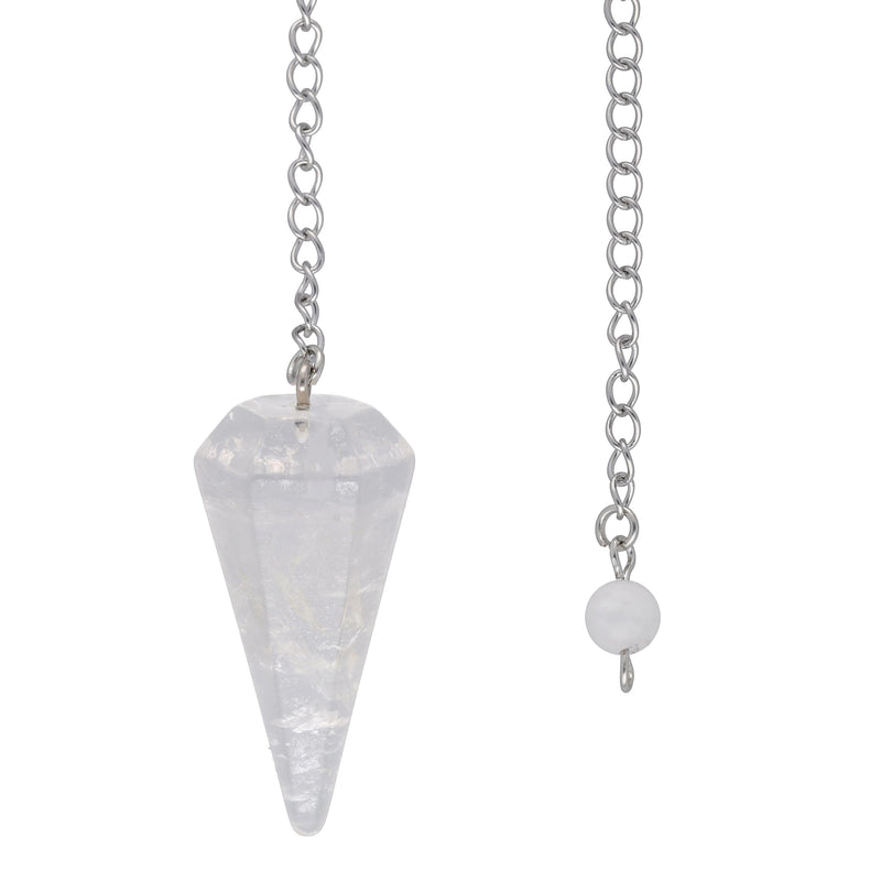 [Australia] - Rock crystal pendulum with holding ball | Gemstone cut & faceted | Source of Life Plus 