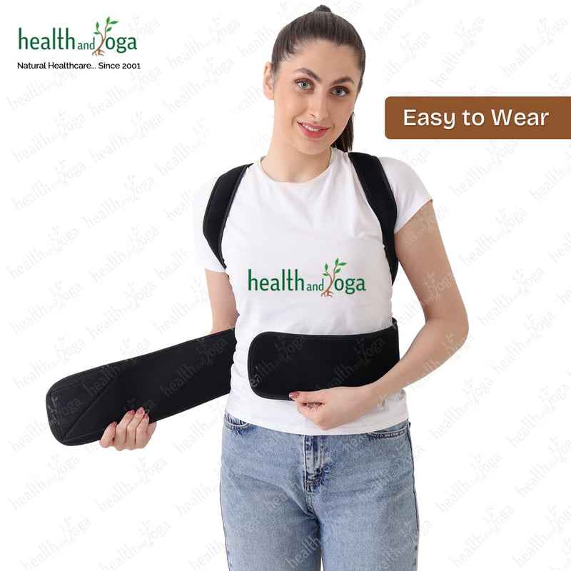 HealthAndYoga™ Posture Corrector Belt for Men and Women – Improved Posture Support Brace with Padded Cervical Support Guide, Fully Adjustable Shoulder Straps and – Improved Gait and Back Pain Relief (SPL) SPL