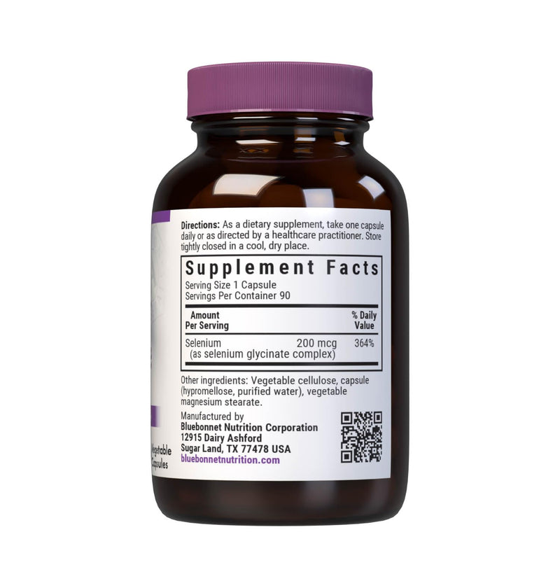 [Australia] - Bluebonnet Nutrition Albion Selenium Glycinate, Immune Health*, Thyroid Health*, Soy-Free, Gluten-Free, Non-GMO, Kosher Certified, Dairy-Free, Vegan, 90 Vegetable Capsules, 90 Servings 