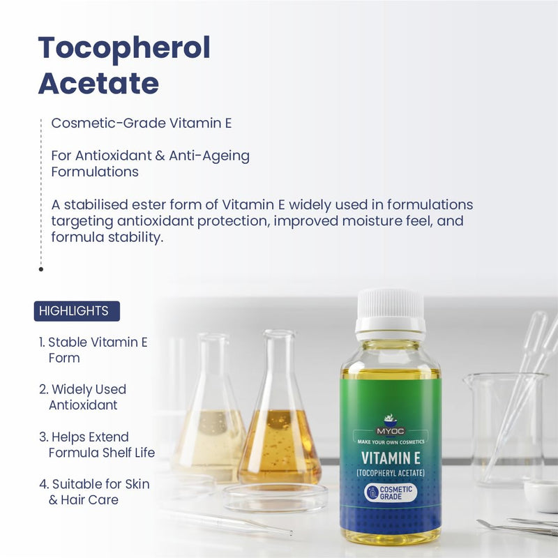 Tocopherol Acetate Vitamin E Cosmetic Grade Oil-Soluble Ingredient for Creams Lotions Serums Oils & DIY Formulations (50 ml / 1.69 fl oz)
