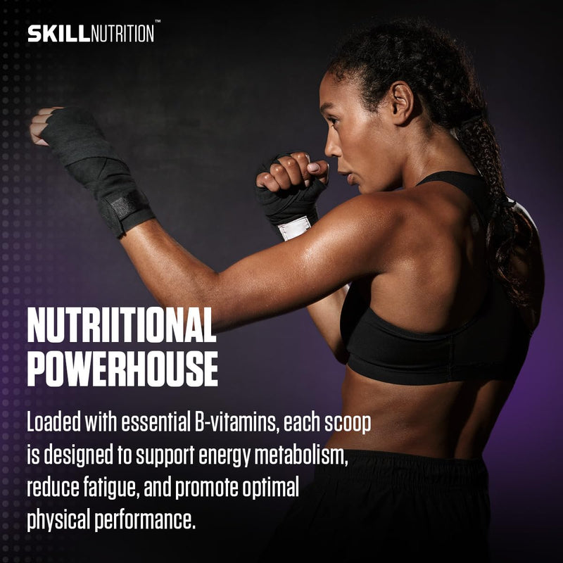 Skill Nutrition Pre-Workout Peach - No-Crash Formula with Extended-Release Caffeine | Xtenergy®, TheaGreen™, Vitacholine®, Astragin® | Vegan, Halal | B-Vitamins, Citrulline, Beta-Alanine