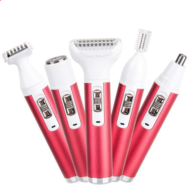 [Australia] - 5 in 1 Electric Razor for Women Removal for Body Nose Hair Trimmer Face Shavers Eyebrow Legs Armpit Bikini Area Pubic Underarms Painless Rechargeable Portable Facial Hair Removal 