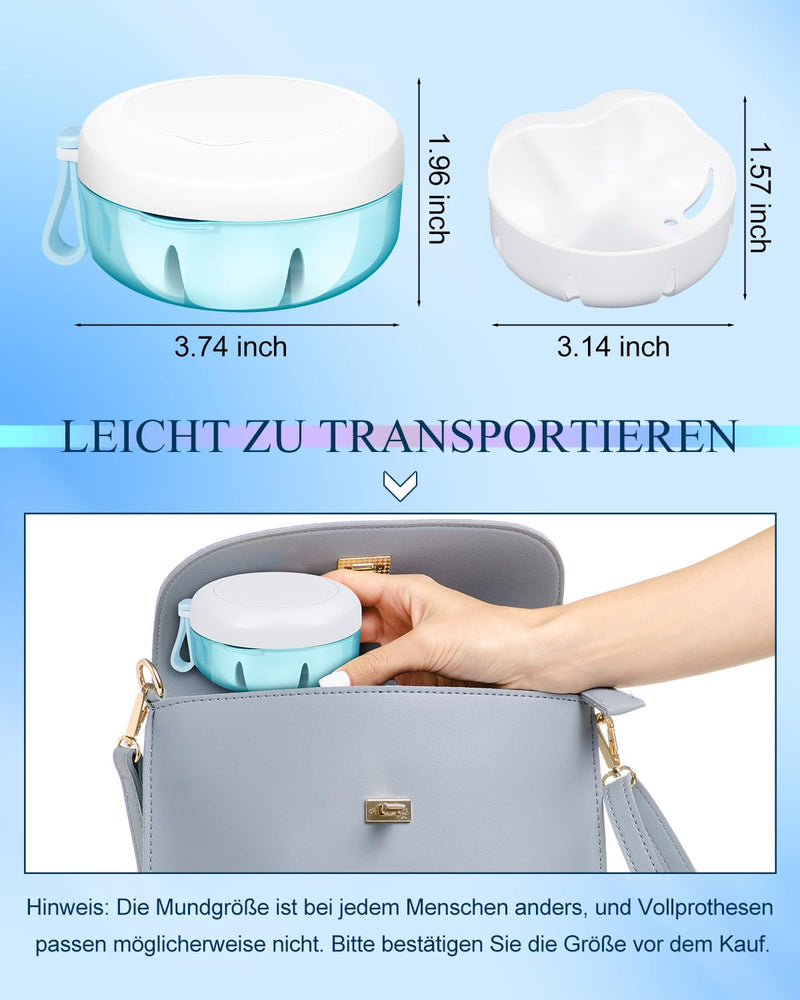 [Australia] - Braces box for braces, leak-proof portable denture box, denture box set, denture container with denture brush, tooth rail box for braces, bite splint, false teeth 