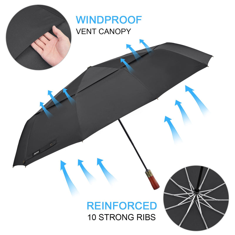 G4Free 54 Inch Large Compact Windproof Golf Umbrella for Rain Oversized Travel Umbrella with Ring Carabiner Handle, Automatic Open UV Protection