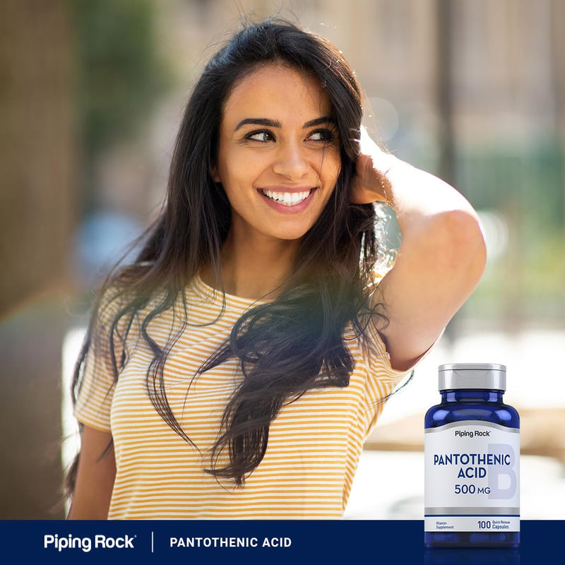 Piping Rock Pantothenic Acid 500mg | 100 Capsules | as Calcium d-Pantothenate | Non-GMO, Gluten Free Supplement