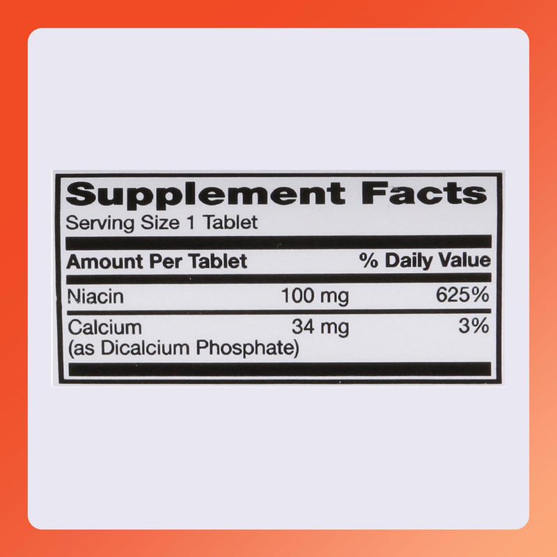 Rugby Niacin 100mg - Niacin Tablets with Calcium - Dietary Supplement - 100 Count