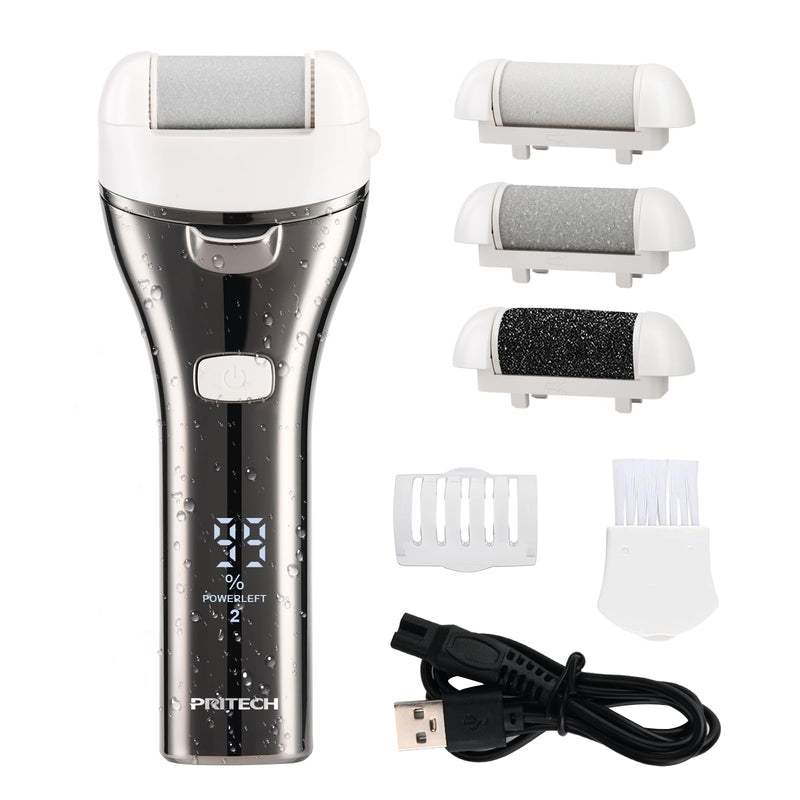 [Australia] - Electric Foot Callus Remover, Rechargeable Portable Electronic Foot File Pedicure Kits, 3 Roller Heads, 3 Speed, Battery Display for Remove Cracked Heels Calluses and Dead SkinÔºàBCM-1852Ôºâ 