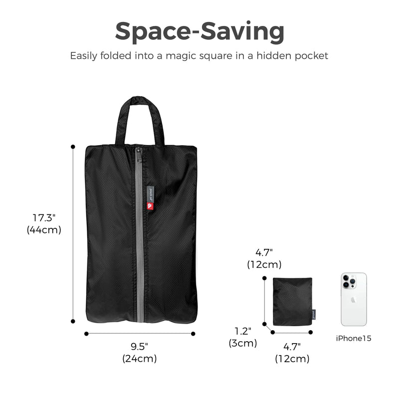 pack all Travel Accessories Bundle | 1 x 45L Foldable Duffel Bag (Black) & 1 x Foldable Shoe Bag (Plus-Black)