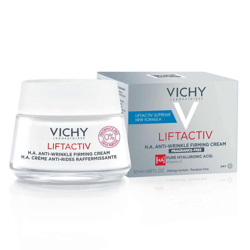 Vichy LiftActiv H.A. Anti-Wrinkle Firming Cream, Anti Aging Face Cream With Vitamin C & Hyaluronic Acid, Smoothing & Firming For Wrinkles, Visibly Plumps Skin & Improves Radiance Fragrance Free