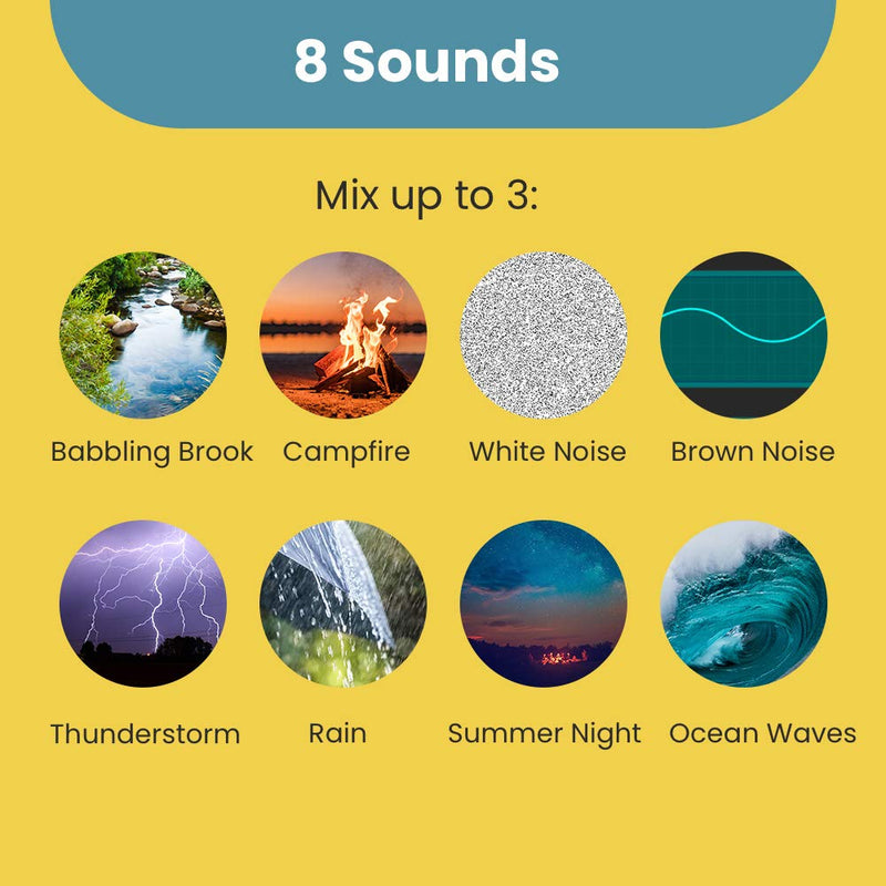 [Australia] - Digital Mixer Sound Machine with 8 Sounds and Night-Light, Portable White Noise for Sleep and Meditation, Office and Dorm Essential, Rechargeable with Timer 