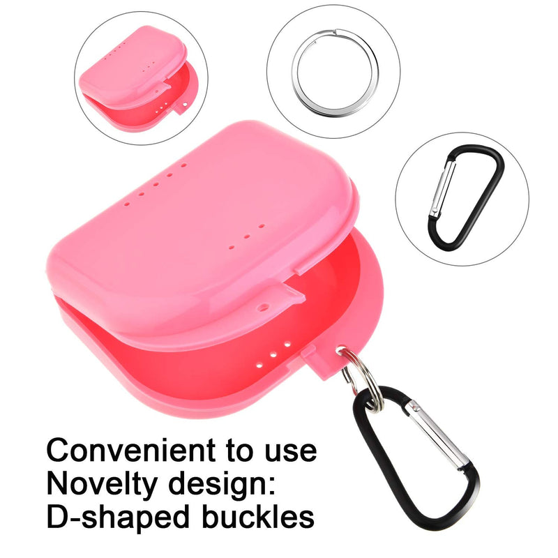 [Australia] - 6 Pieces Retainer Cases Mouth Guard Container Case Multicolor Orthodontic Denture Storage Boxes with D-Shaped Buckles and Keychain Rings 