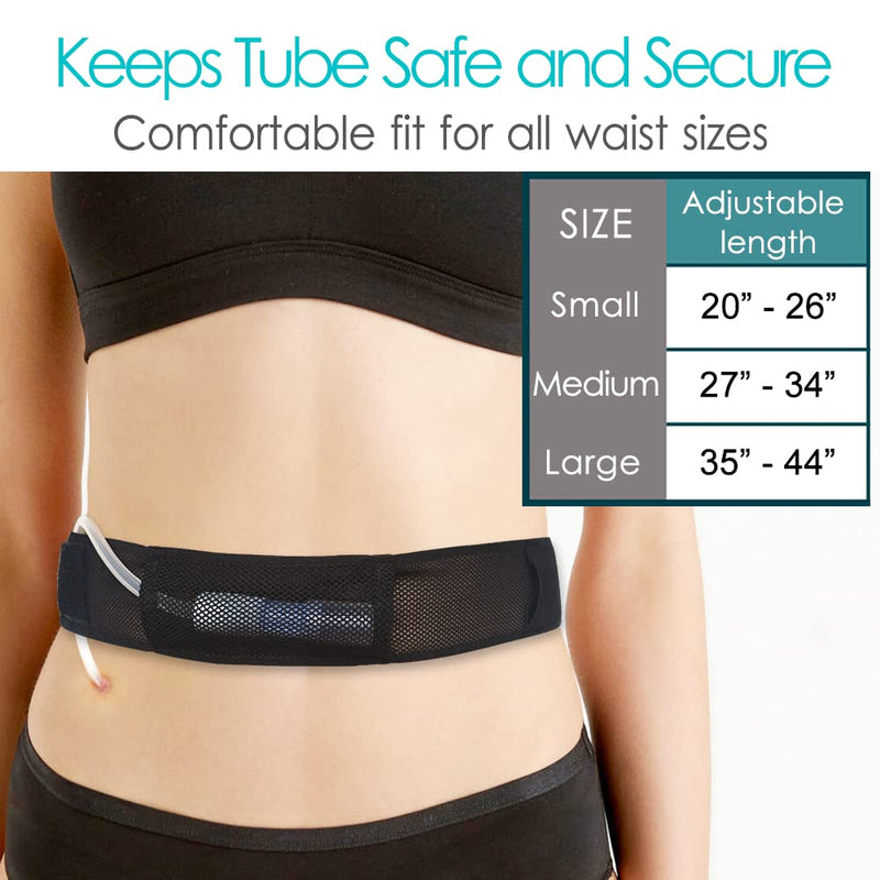 [Australia] - PD Belt Mesh Breathable Peritoneal Dialysis Catheter Accessories Supplies Cath Holder Protector for Stomach Feeding Peg J Tube Gtube Shower Women Men Adults Black Large (Pack of 1) 