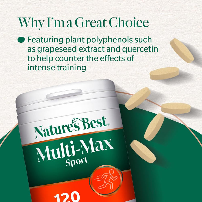 Nature's Best Multi-Max Multivitamin for Sport - Performance & Recovery Support - UK Made - 120 Tablets (2 Months' Supply)