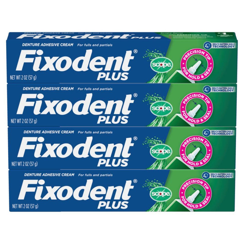 Fixodent Plus Scope Secure Denture Adhesive 2.0oz (Pack of 4) 2 Ounce (Pack of 4)