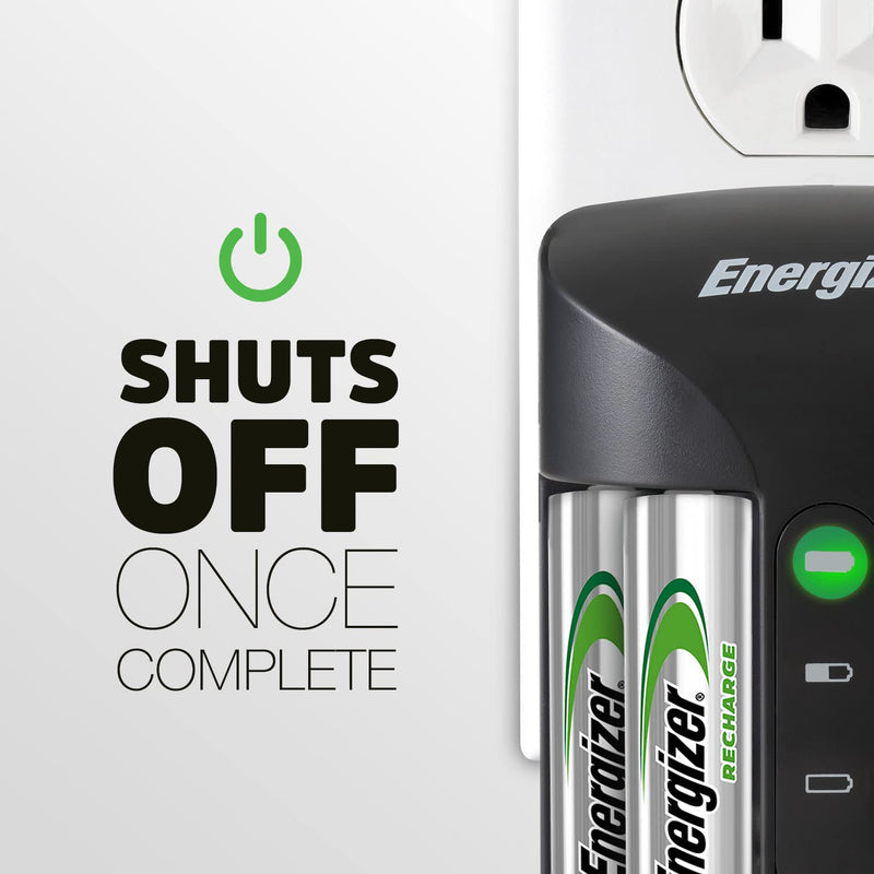 Energizer Rechargeable AA and AAA Battery Charger (Recharge Pro) with 4 AA NiMH Rechargeable Batteries, Auto-Safety Feature, Over-Charge Protection 1 COUNT