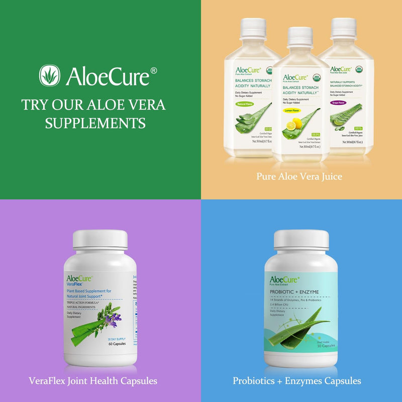 [Australia] - AloeCure USDA Organic Aloe Vera Juice Grape Flavor, Made Within 12 Hours of Harvest - Pure Aloe Juice Natural Digestive & Immune Support Supplement, Naturally Balances Stomach Acidity, 16.7oz Bottle 1 