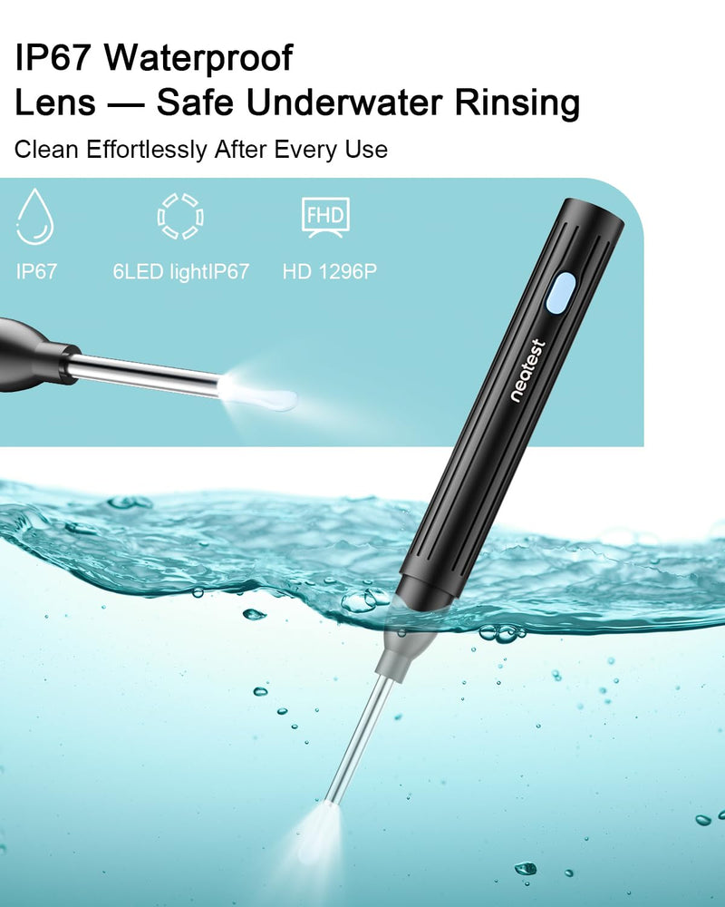 [Australia] - Ear Wax Removal Tool 8 PCS Ear Cleaner with Camera Rechargeable Earwax Removal Kit with 5 Ear Spoon Smart Ear Cleaner for iOS and Android(Black) 