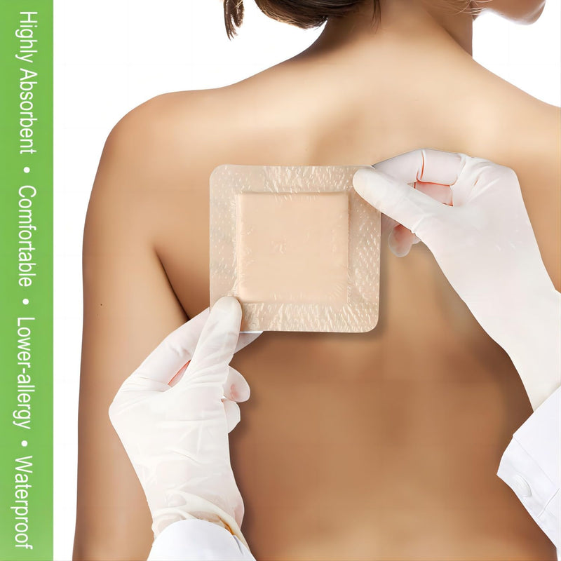 [Australia] - NeuHeils Silicone Foam Dressing with Gentle Border 4''x4'', 20 Pack for Bed Sore Leg Ulcer, High Absorbency Large Waterproof Silicone Wound Bandage 4''x4'' (20 Packs) 
