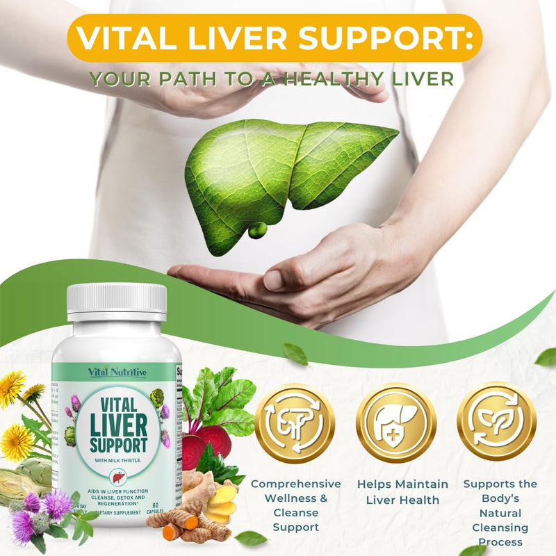 [Australia] - Vital Liver Support New Formula Liver Supplement and Liver Vitamin ‚Äì 9-in-1 Liver Health Formula,Cleanse & Repair Formula with Organic Milk Thistle Supports Liver Health Cleanse 60 Count (Pack of 1) 