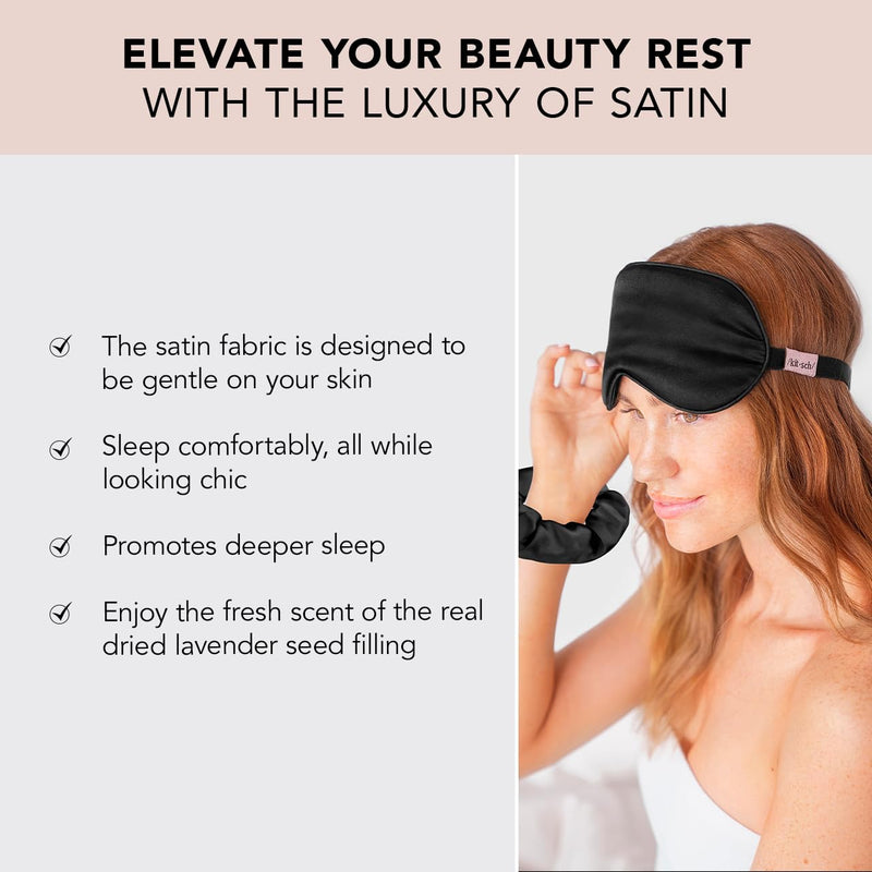 [Australia] - Kitsch Weighted Satin Sleep Mask - Weighted Eye Mask for Sleeping and Travel - Lavender Sleeping Mask for Women and Men - Light Blocking, Adjustable Strap, Ultra-Soft (4.1oz/116g) 