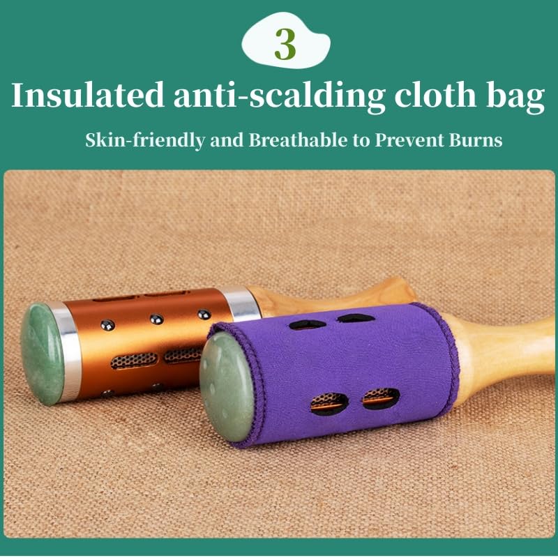[Australia] - Moxibustion Pot Ceramic Moxa Sticks Burner Holder Portable Scraping Cup Pure Moxa 54 Rolls Heat Therapy Set Health Care Tool 玉石 