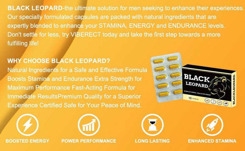 BLACK LEOPARD Gold 1000mg New UK | Stronger | Longer | Harder | Performance | Extra Strength Enhancing, Stamina Endurance Booster Supplement Pills for Men | 10 Ginseng Capsules