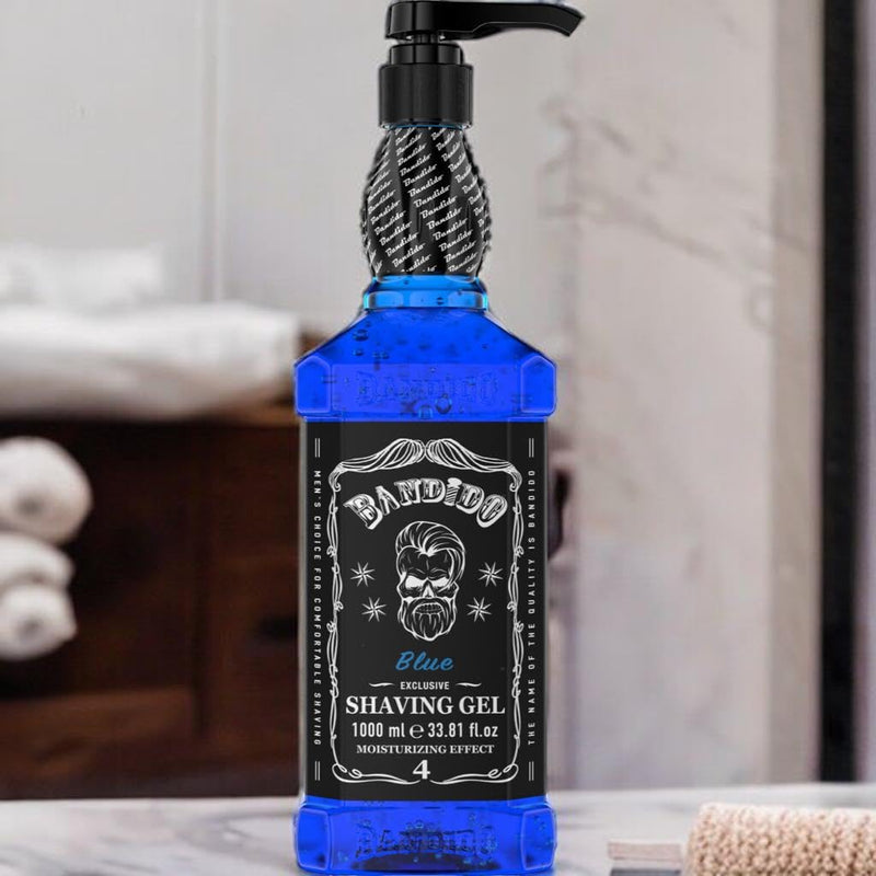 [Australia] - Bandido Shaving Gel Men Red & Blue 1000ml Transparent Shaving Gel for Men, Non-Foaming, Precise Shaving of Beard Contours, Can Be Used with Any Razor Blade, Men's Razor (Blue 1000ml) 
