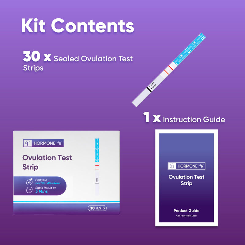 HORMONElife Ovulation Test Strips, LH Test Strips 30 Count | Easy-To-Use Home Tests For Tracking LH Surge And Fertility Window During Your Cycle 1 Count (Pack of 30)