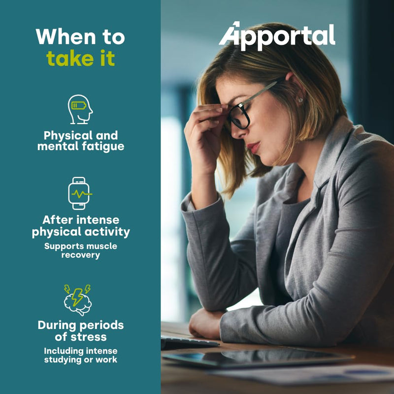 Reduce Tiredness & Fatigue, Tonic Energetic, Food Supplement, Antioxidants, 19 Nutrients, Iron, VIT. C, D, B3, E, Magnesium, 14 Sachets, During Recovery or After Seasonal Illness, Apportal